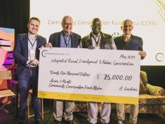 From left: Craig Erasmus (CCFA Board Member and Accor Vice President Operations and D&TS, Sub Saharan Africa), Adrian Gardiner (Chairman of CCFA and Mantis Collection), John Kasaona (Executive Director and Trustee of IRDNC) and Serge Dive (CEO, This is Beyond).