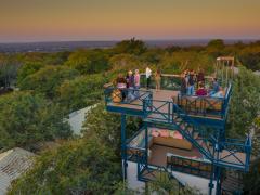 The two-storey Lookout Tower has views of the Zambezi River and the spray from the Victoria Falls.