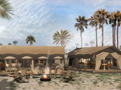 An artist’s impression of the Migration Expeditions camp, set to open this December. 