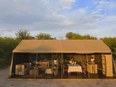 The dining and living area tent at the migration expedition.