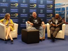 (From left) SAACI Chairperson Kim Roberts; Chairperson of the Congress Organising Committee, John Arvanitakis; and Director of Tourism at the City of Johannesburg, Thandubuhle Mgudlwa, at the SAACI press briefing at Meetings Africa 2020