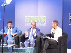 (from left) Economist and consultant,  Xhanti Payi, SA Tourism CEO, Sisa Ntshona, and well-known journalist, Gugulethu Mfuphi.
